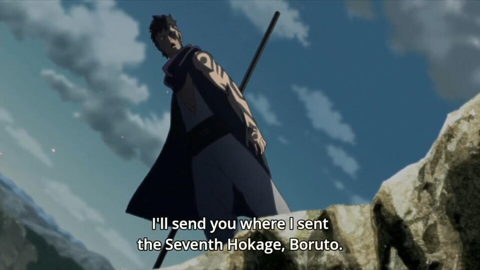 Kawaki macht Boruto eine bedrohliche Ansage. 