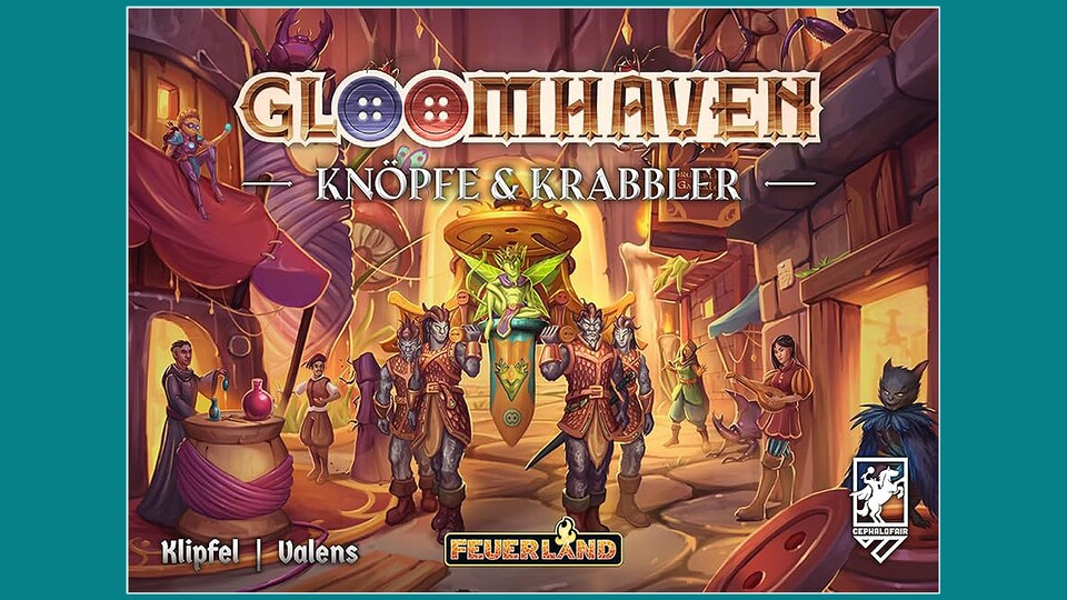 Die Verpackung von Gloomhaven: Knöpfe und Krabbler ist das genaue Gegenteil der großen Version: klein und leicht.