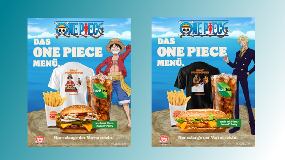 Die One Piece Menüs sind ab 3. Dezember auch in deutschen Burger King-Filialen erhältlich.