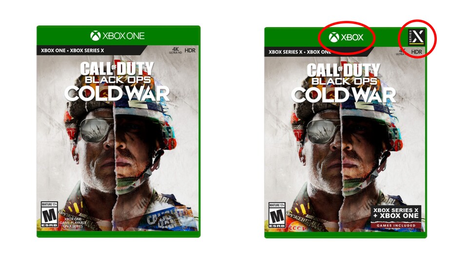 Xbox One-Version (links) und Xbox Series X/S-Version (rechts)