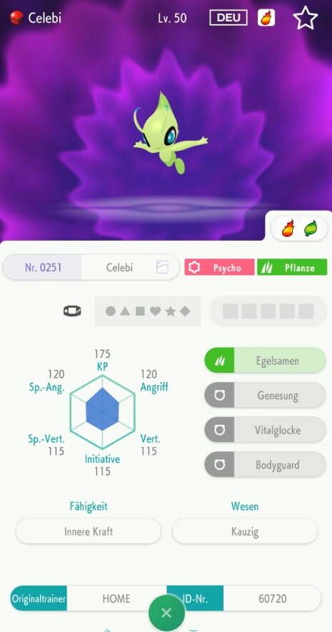 Celebi in Pokemon HOME.