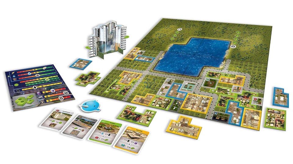 Wie im Videospiel baut ihr auch in der Brettspiel-Version von Cities: Skylines eure eigene Stadt.