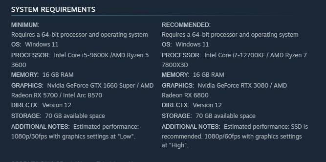 Für bessere Grafik und 60 FPS braucht ihr also mindestens eine Nvidia GeForce TX 3080 oder AMD Radeon RX 6800.