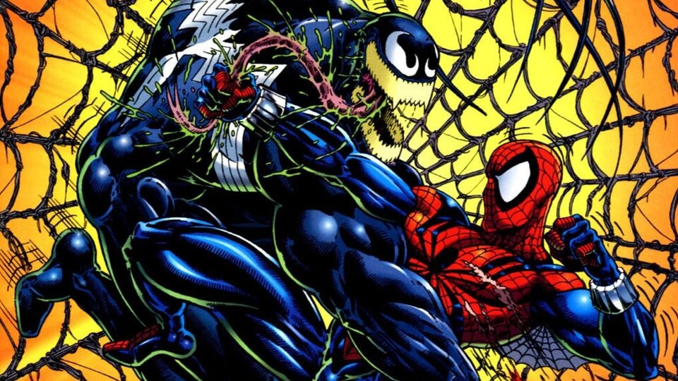 Venom spielt vor allem in den finsteren 90ern eine große Rolle - hier im Kampf mit Spideys Klon Ben Reilly. Aber auf den Weg gebracht wird er bereits in den 80ern.