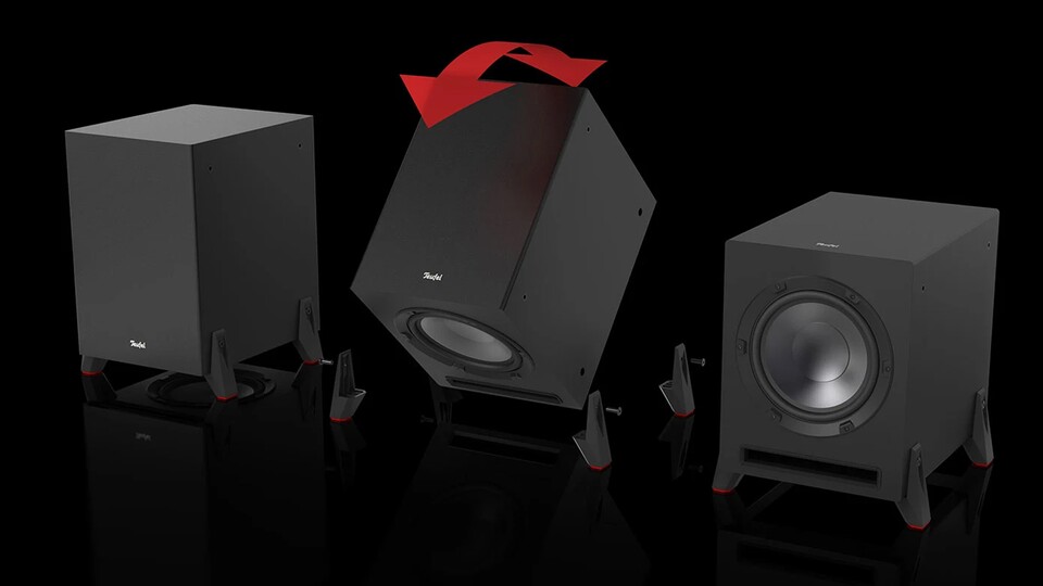 Der Subwoofer in diesem Set ist eine Besonderheit, denn ihr könnt ihn als Fron- als auch als Downfire-Bass aufstellen.