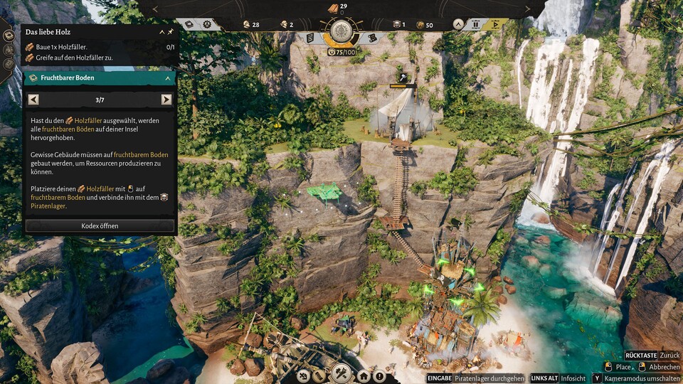 Von der Spitze meines Piratenlagers aus, fange ich an, in die Höhe zu bauen.