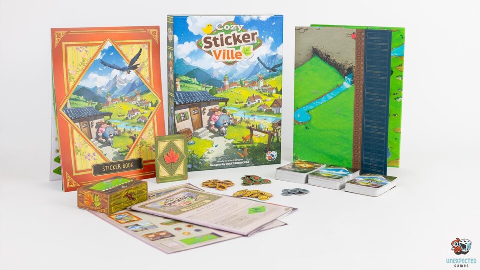 In der Box befinden sich 800 Sticker, die darauf warten von euch aufgeklebt zu werden (Bild © Unexpected Games).