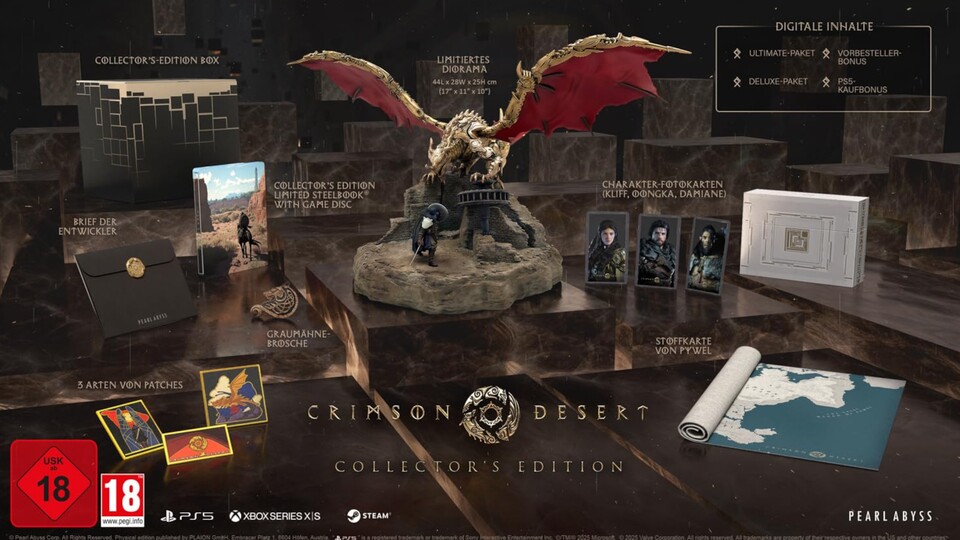 Die Collectors Edition von Crimson Desert bietet eine ganze Menge physischer und digitaler Extras.