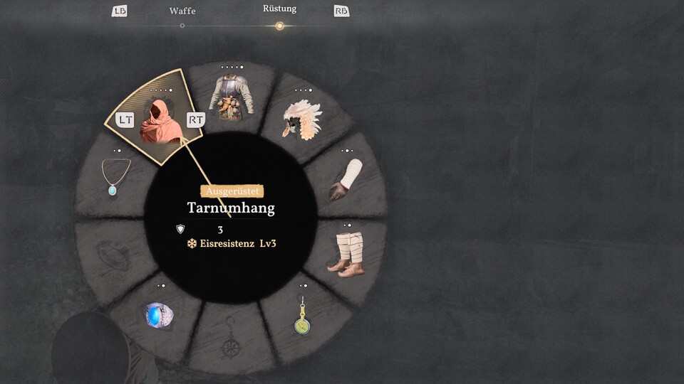 In diesem Rad könnt ihr Ausrüstungsstücke anpassen.