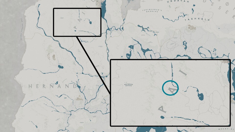 Sucht an der oberen Sitze des A von Pailune nach dem Hirsch.