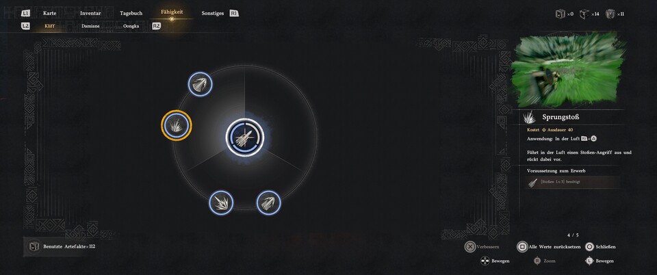 Stoßen wird später wichtig gegen mechanische Feinde.
