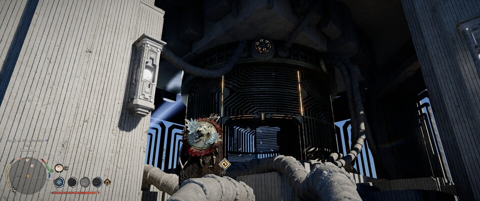 Aktiviert den Schalter in der Mitte oben mit eurem Axiom, um den Käfig zu drehen.