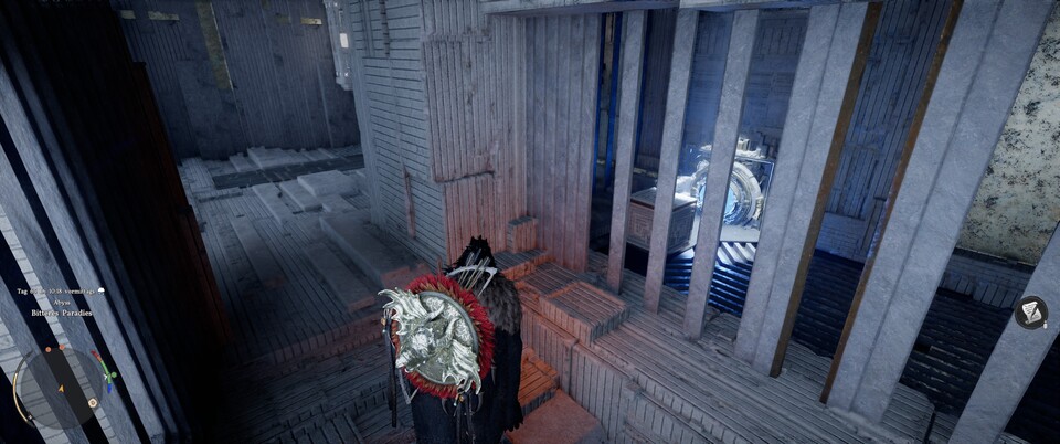 Ihr müsst den Kubus so auf das Laufband stellen, dass er das Juwel anleuchtet.