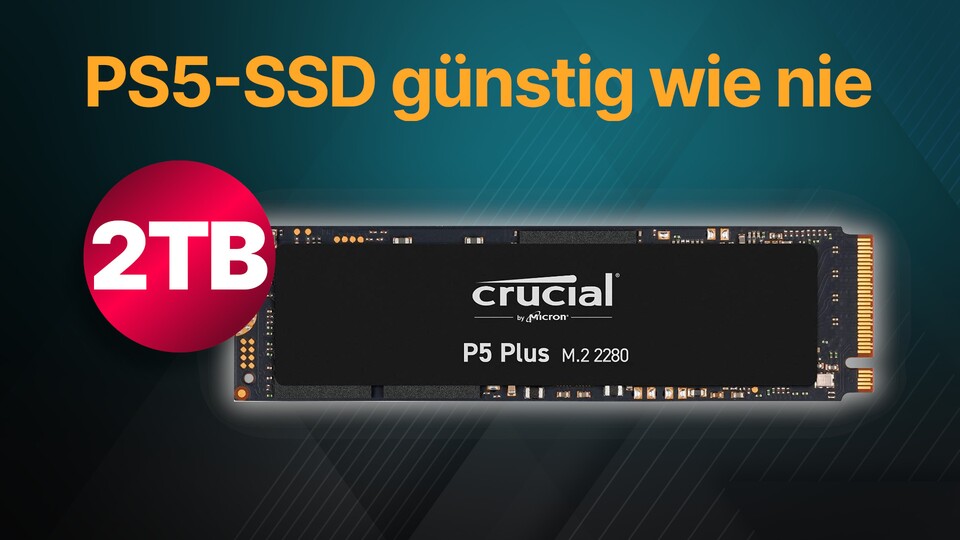 Die PS5-geeignete SSD Crucial P5 Plus bekommt ihr bei Amazon gerade sowohl mit 2 TB als auch mit 1 TB günstiger.