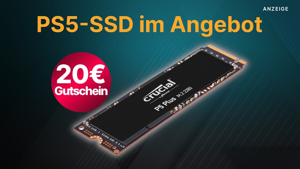 Die gut für PS5 geeignete SSD Crucial P5 Plus gibt es jetzt zum günstigen Preis inklusive Gutschein.