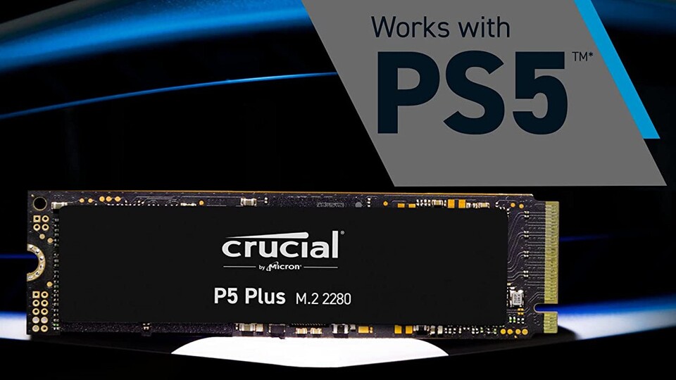 Die Crucial P5 Plus ist mit einer Lesegeschwindigkeit von bis zu 6.600 MBs bestens für die PS5 geeignet.