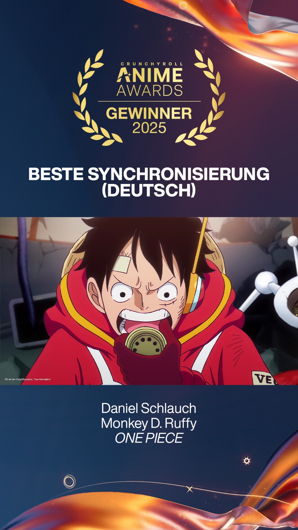 Daniel Schlauch überzeugt die Community mit seiner Rolle als Ruffy in One Piece. (Bild: © Crunchyroll)