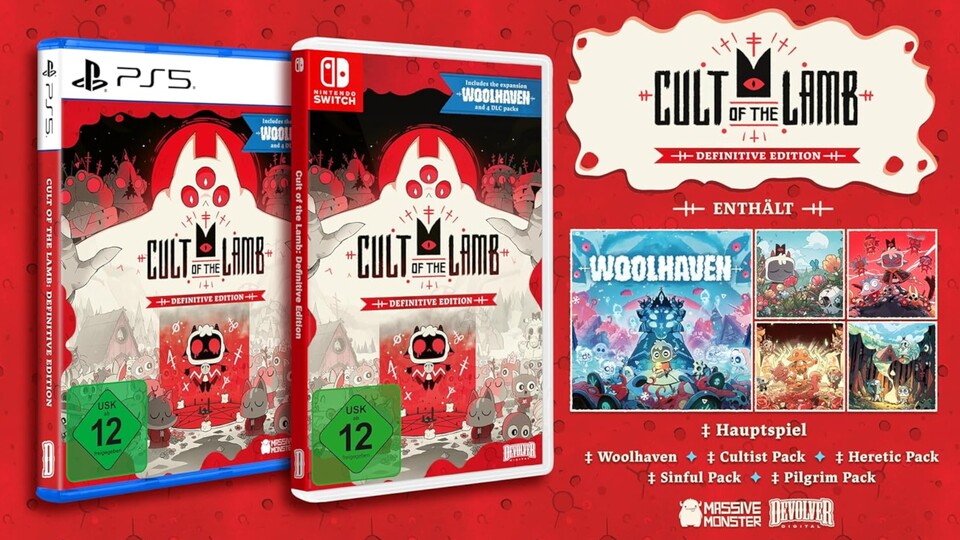 Die Cult of the Lamb Definitive Edition liefert euch alle Erweiterungen direkt auf dem Datenträger.