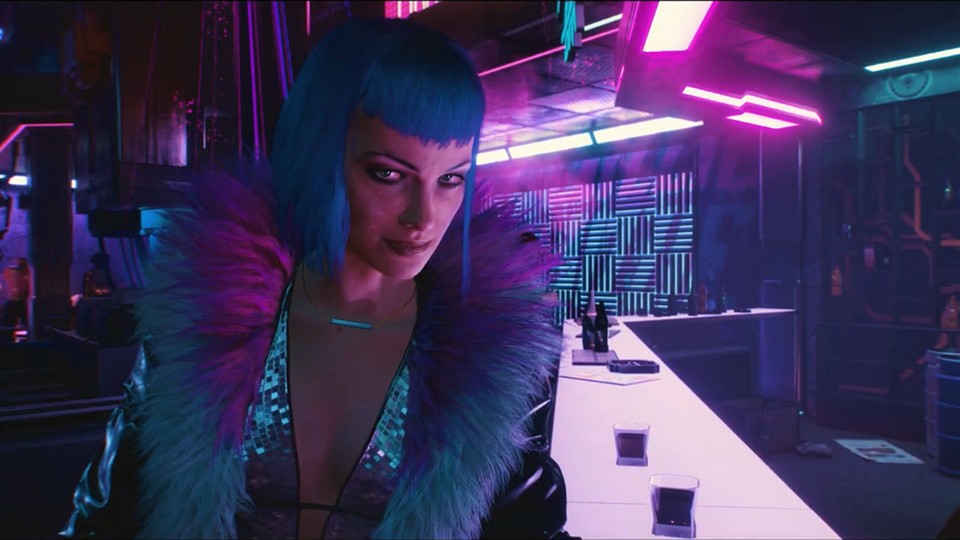 Strip-Clubs und Bordelle – wie hier Lizzie's Bar in Cyberpunk 2077 – sind beliebte Schauplätze in Spielen.