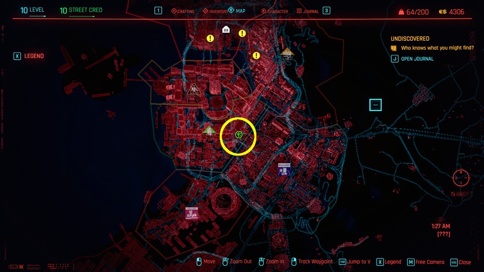 Fundort von Skippy auf der Cyberpunk 2077-Map.