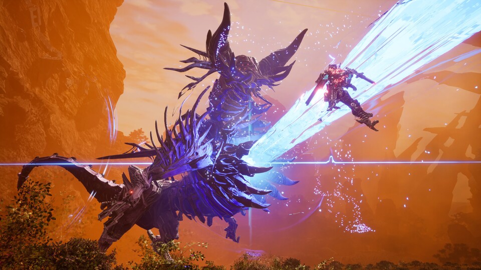 Zumindest in den Bosskämpfen kann Daemon X Machina: Titanic Scion durchaus fordernd werden.