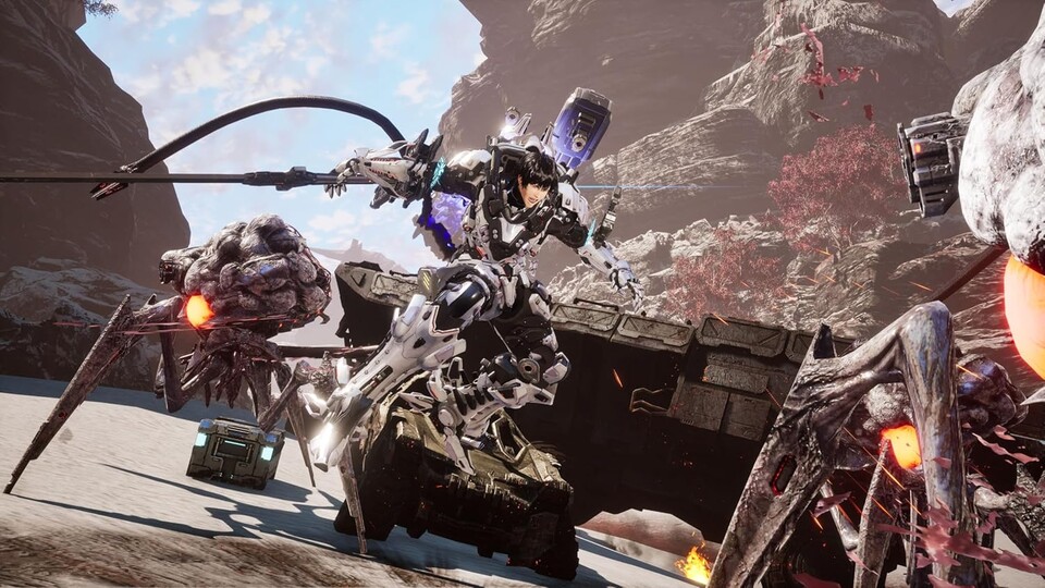 Im High-Tech-Kampfanzug kämpft ihr euch durch eine große Open World.