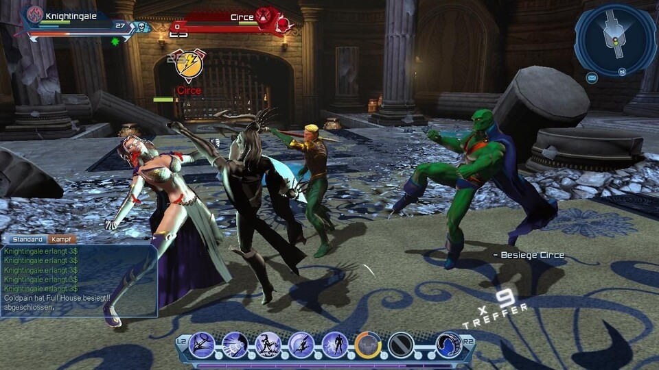 Circe (links) hat in einer Questreihe Aquaman (Mitte) hypnotisiert. Jetzt schlägt der König von Atlantis zurück.