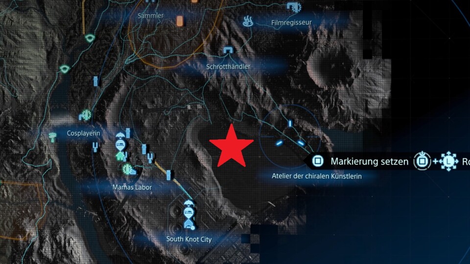 Den Kratersee haben wir euch mit einem roten Stern markiert. Er befindet sich südlich des Schrotthändlers.