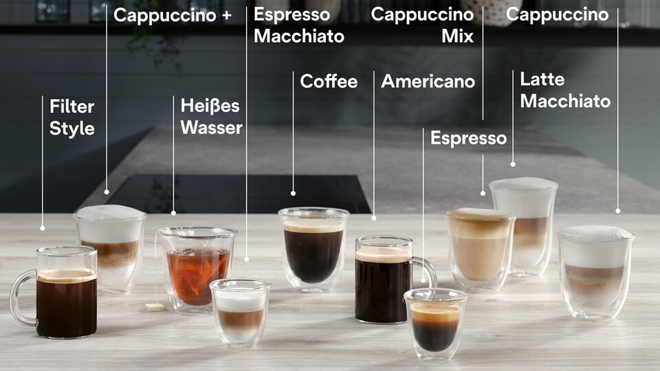 13 Getränke auf Knopfdruck: Von Espresso bis Latte Macchiato – genießt Kaffeevielfalt wie im Café, ganz bequem zu Hause.