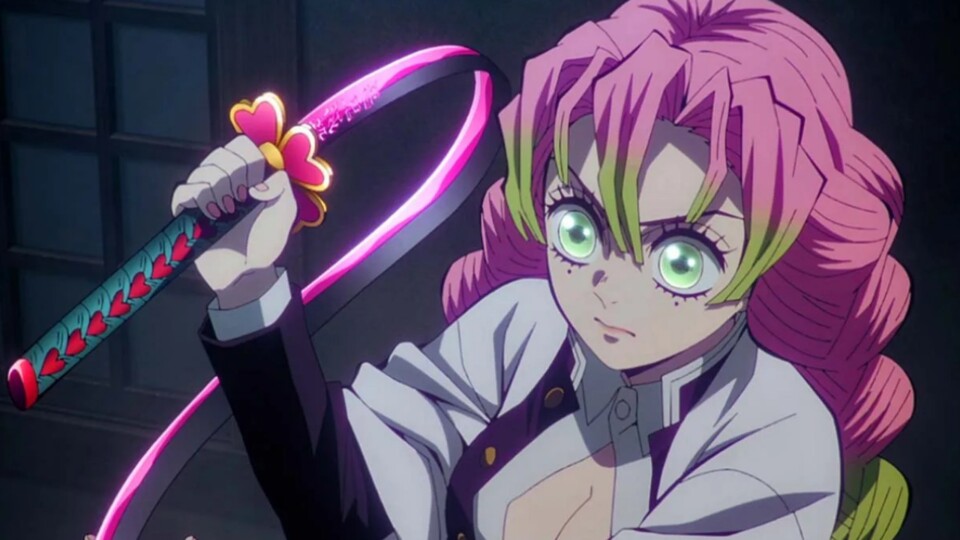 Kanrojis Schwert ist genauso flexibel wie ihre akrobatischen Körperbewegungen. (© Koyoharu Gotouge, Shueisha Ufotable)