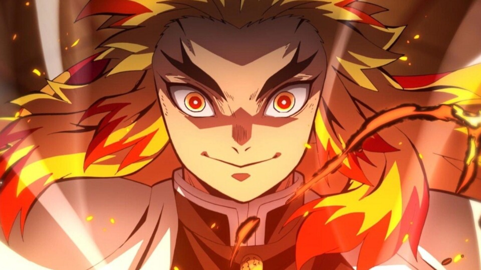 Kyojuro hat sich mutig Upper Moon 3 im Mugen Train-Arc entgegen gestellt und gekämpft. (© Koyoharu Gotouge, Shueisha Ufotable)