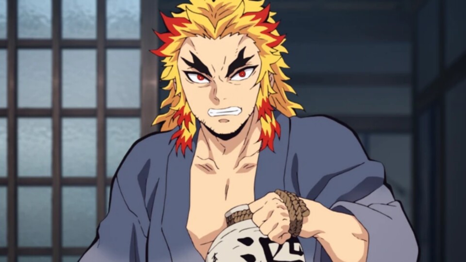 Kyujuros Vater zog sich nach dem Tod seiner Frau zurück und verfiel dem Kummer. (© Koyoharu Gotouge, Shueisha Ufotable)