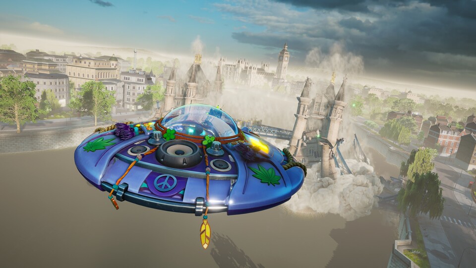 In Destroy All Humans! 2 legt ihr die Städte der Menschen sowohl zu Fuß als auch vom UFO aus in Schutt und Asche.