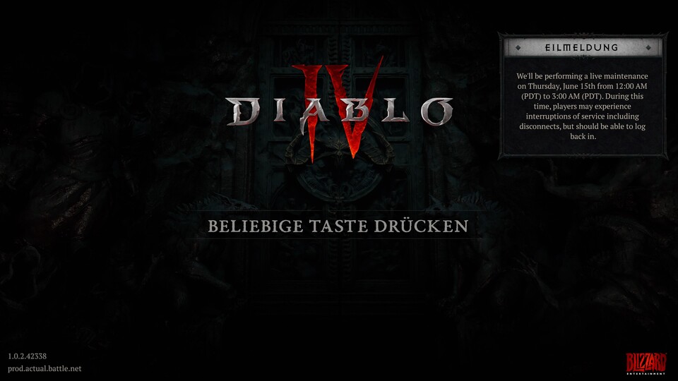 Am heutigen 15. Juni kommt es zu Server-Wartungsarbeiten in Diablo 4.