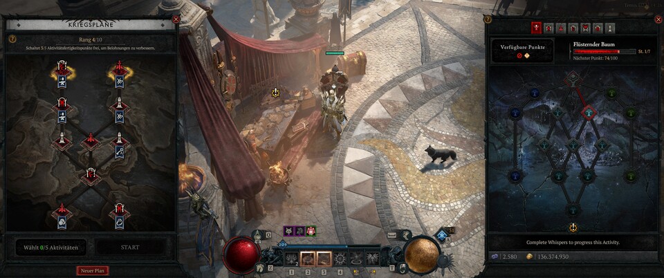 Am Kriegsplan stellt ihr euch eine Playlist aus Aktivitäten zusammen. Spielt ihr eine Aktivität genug, dann könnt ihr diese aufleveln. Dem Grind hilft das aber nur wenig. (PC)