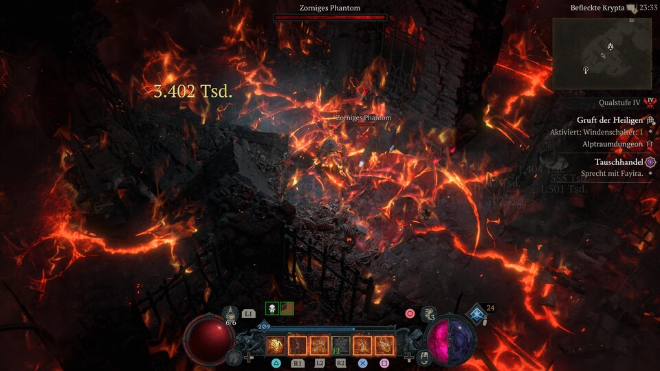 Eine volle Ruinbombe füllt den gesamten Bildschirm und mit den richtigen Talenten trifft sie mehrfach.