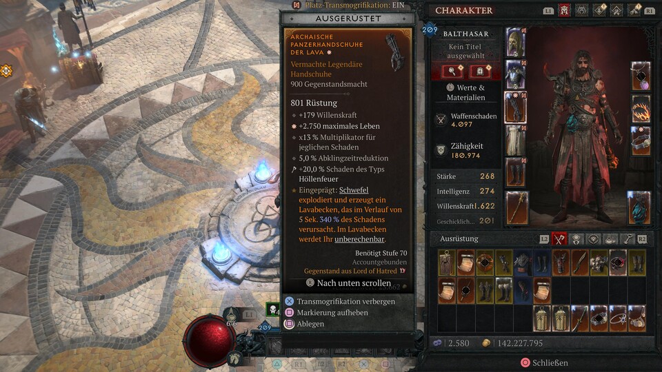 Der legendäre Aspekt, mit dem ihr aus Schwefel Lavabecken beschwört erhöht euren Schaden massiv.