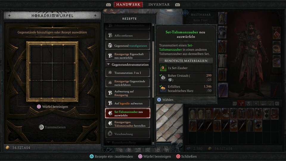 Set-Talismanzauber neu auswürfeln