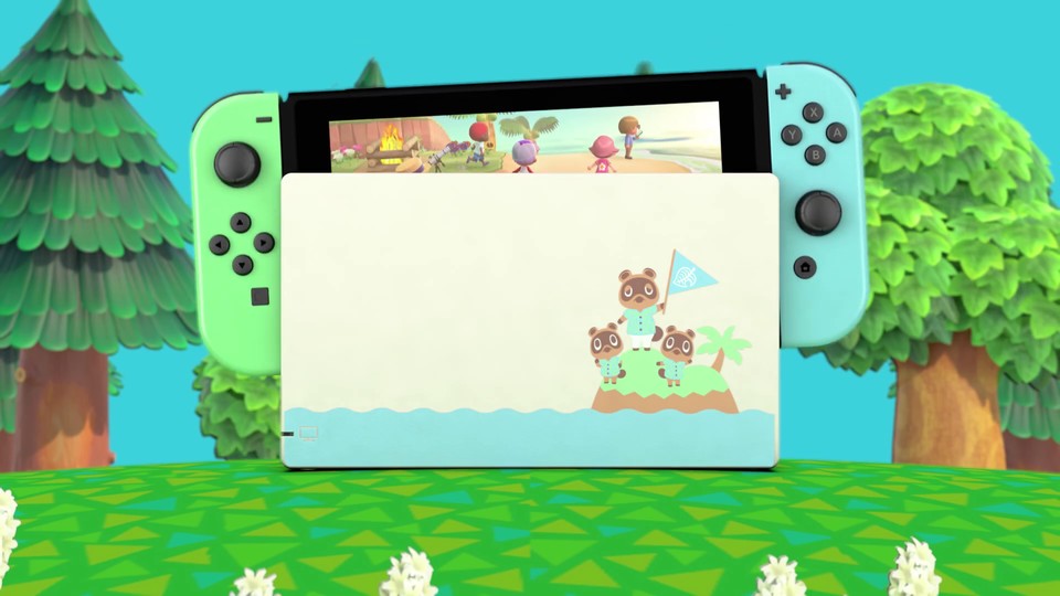 Die neue Switch im Animal Crossing-Look - Pastelltöne, Waschbären und Urlaubsstimmung