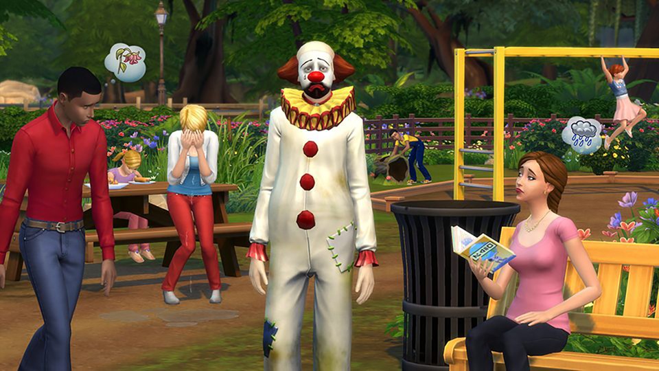 Auch in Die Sims 4 hat der tragische Clown seinen Auftritt.