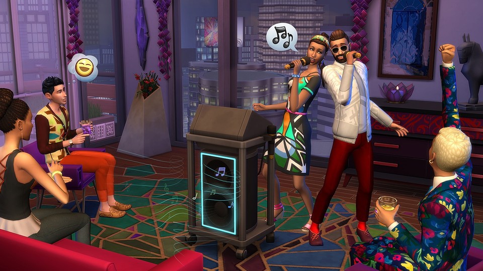 In Die Sims 5 könnt ihr von Anfang an in eurem schicken Loft fette Partys schmeißen.