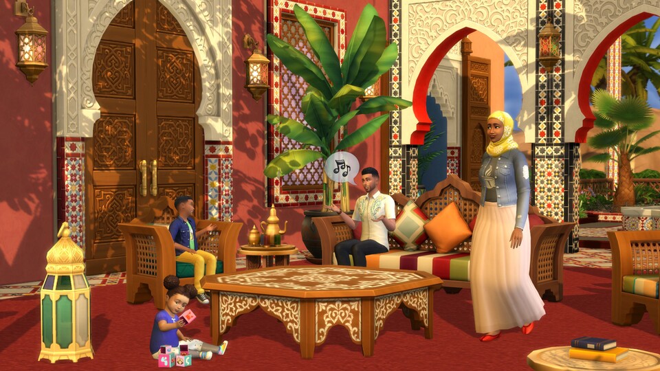 In Die Sims 4 könnt ihr euch bald so eine Innenhof-Oase und noch viel mehr basteln.