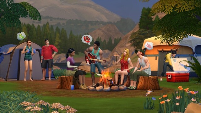 In der Dschungelcamp Challenge können eure Sims gemütlich am Lagerfeuer sitzen.