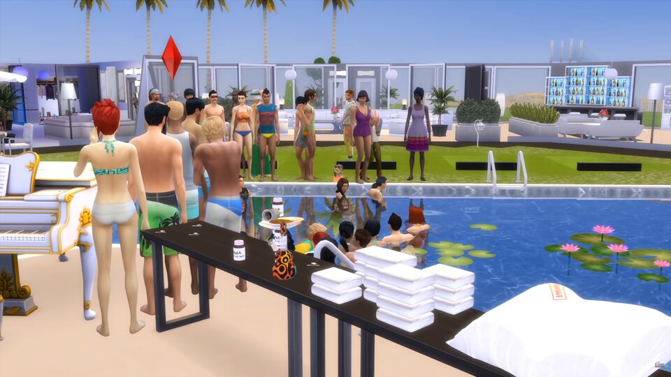 Die Sims 4 mit Mods lädt zu noch sehr viel irrwitzigeren Experimenten ein, als es das Hauptspiel sowieso schon tut (und nein, das ist kein Kissen da auf dem Tisch).