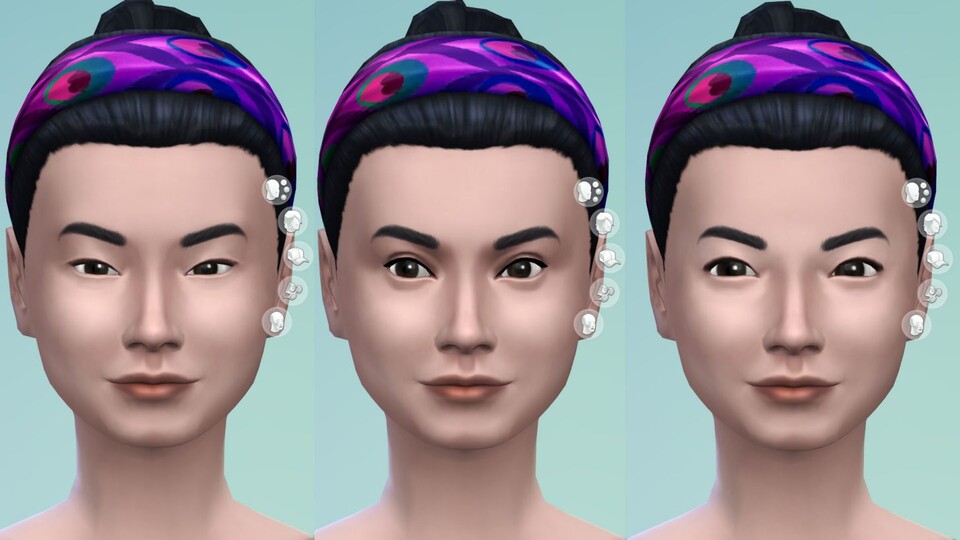 Hier könnt ihr einige der neuen Optionen für Augenpartien in Die Sims 4 sehen.