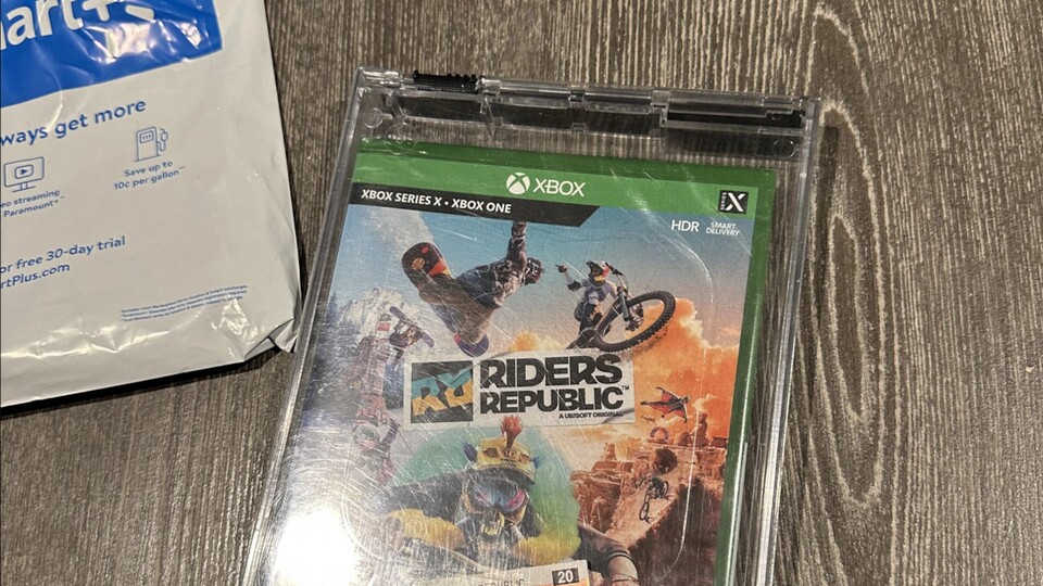 Diese Xbox One-Version von Riders Republic kam online mit Diebstahlsicherung (Bild: reddit.comuserphamjonny1991).