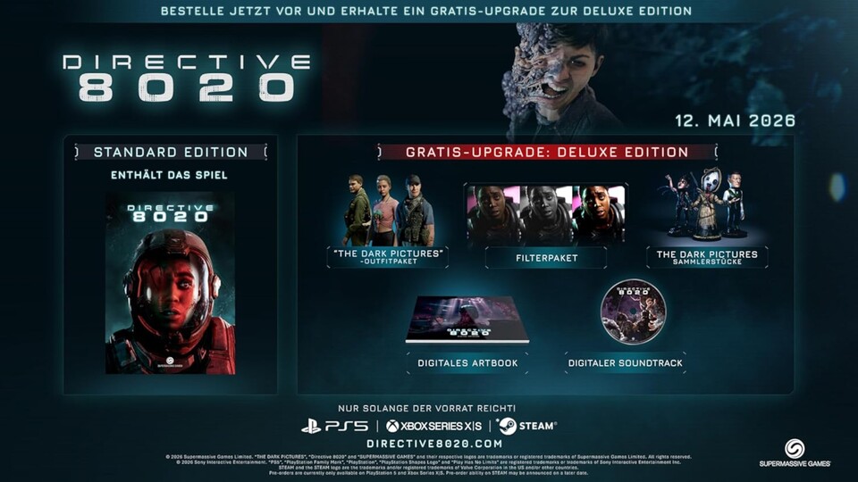 Wenn ihr euch Directive 8020 jetzt noch schnell sichert, bekommt ihr die Inhalte der Deluxe Edition ohne Aufpreis dazu.