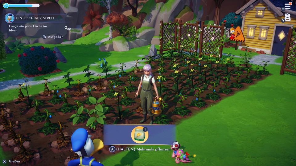 You can plant seeds individually or hold down the button and plant multiple adjacent fields.