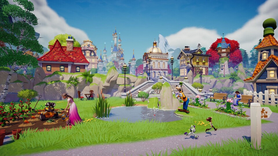 Mehr Idylle geht kaum: Disney Dreamlight Valley lässt euch in einem märchenhaften Dorf leben.