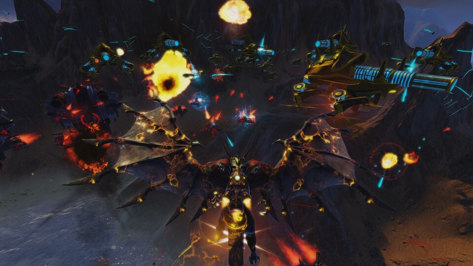 Divinity: Dragon Commander ist in drei Ebenen unterteilt: Diplomatie, Taktik und die hier zu sehenden Echtzeitkämpfe als Drachenreiter.